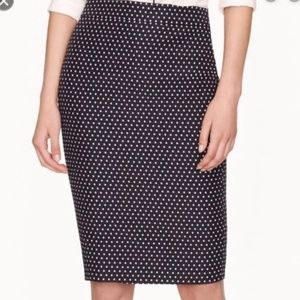 J Crew No. 2 Pencil Skirt Navy Polka Jacquard 0P
